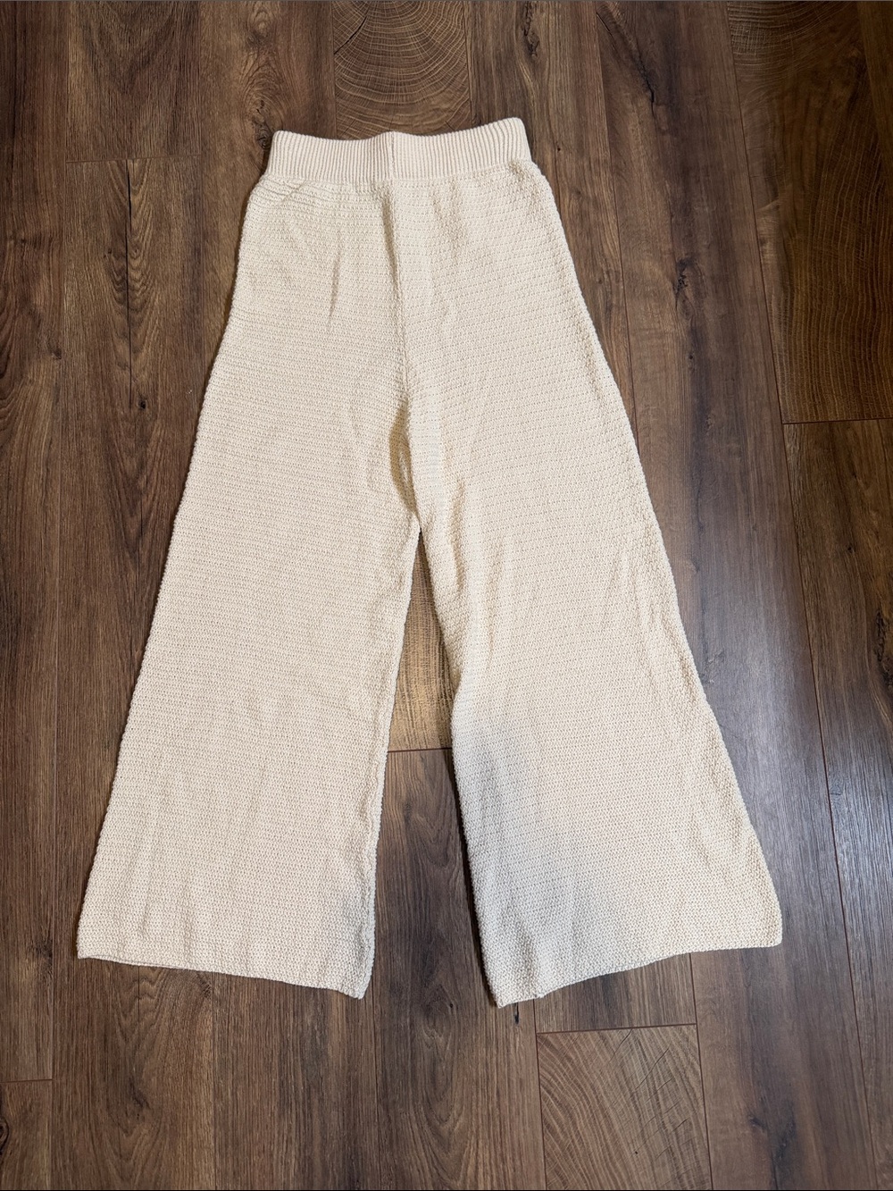 Like New Sincerely Jules Cream Knit Wide-Leg Pants SZ XS